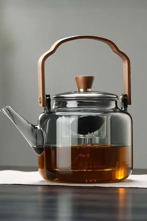 "Artisan" Ahşap Saplı Füme Cam Demlik 1200 ML