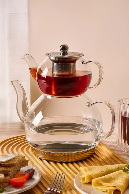 "Artisan" Clarity Cam Çaydanlık Takımı – 500 ml Üst Demlik + 1800 ml Alt Demlik