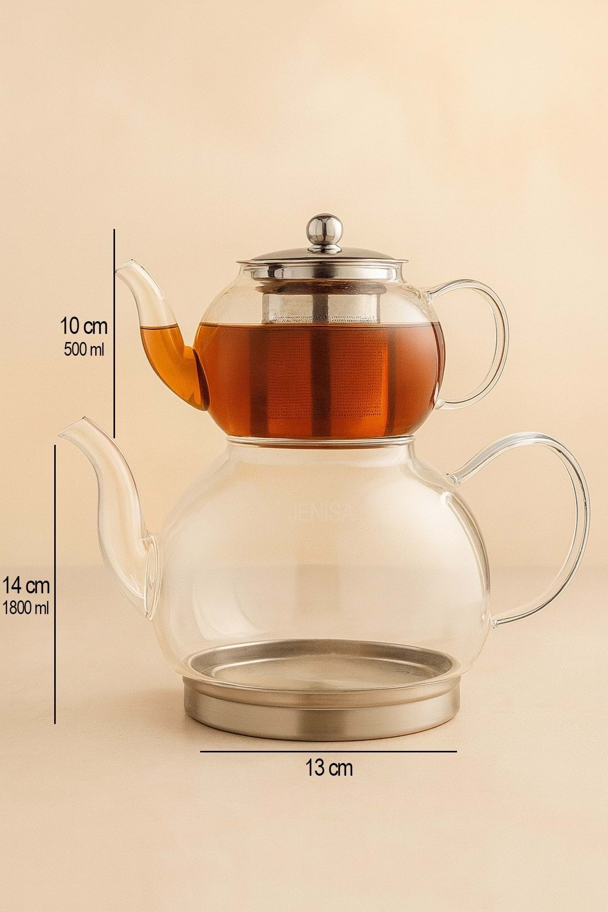 "Artisan" Clarity Cam Çaydanlık Takımı – 500 ml Üst Demlik + 1800 ml Alt Demlik